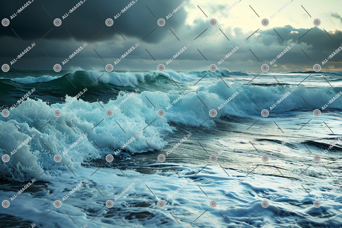 waves crashing waves on a beach,cloud, nature, outdoor, water, sky, wave, wind wave, tide, beach, ocean, landscape, body of water, sea, clouds, cloudy, large, coast, storm