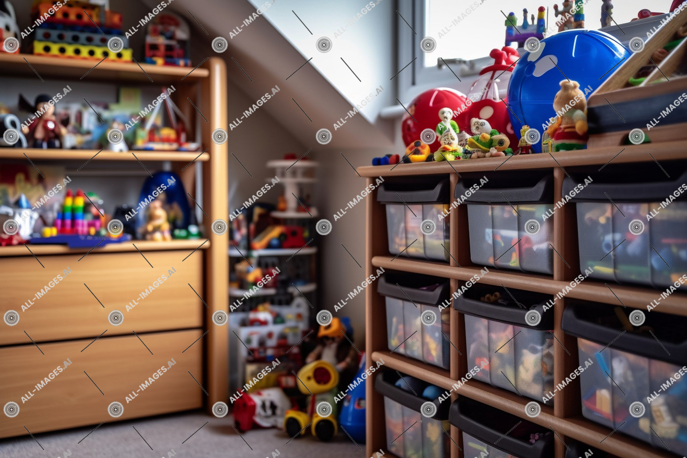 Une chambre avec des étagères et des jouets,collection, rayonnage, dessin animé, étagère, nounous, intérieur, armoires, mur, jouets, boutique, stockage, magasin, Jeux, jouet, chambre