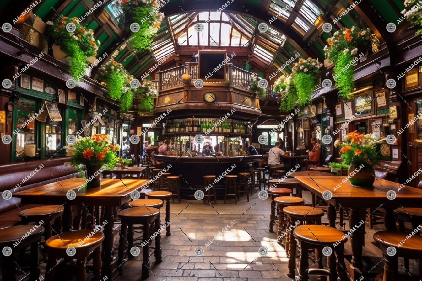 Traditional Irish Pub Interior,vonatkozik, felújítás, stádium, tábla, meurette, talaj, belső, pléd, kávézó, pókerasztal, patricks, szakáll, 52, épületek, függetlenség napja