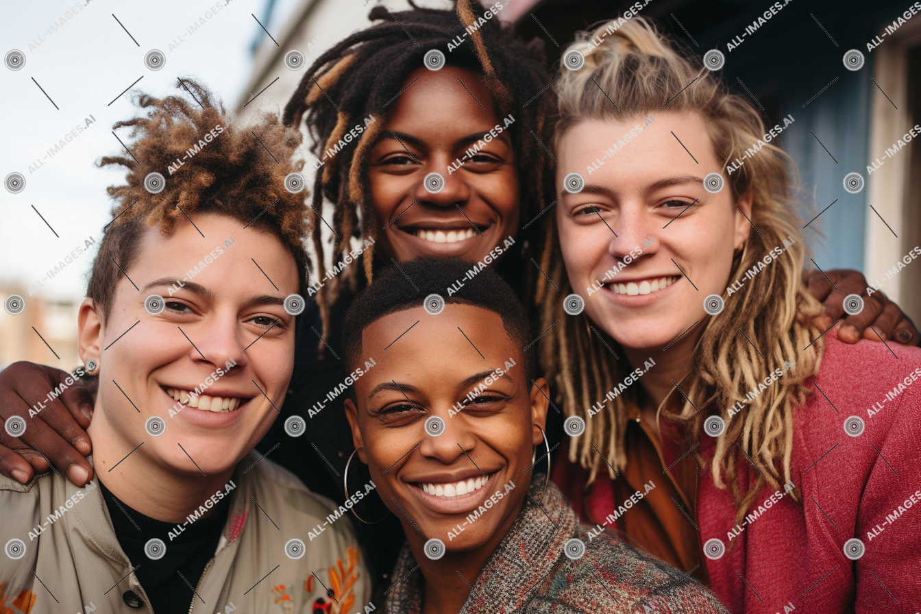 Un groupe de femmes souriant pour une photo,groupe, personne, pose, collaboration, visage humain, ryoto, jeunesse, debout, peinture, projection, service, content, amitié, personnes, Extérieur, sourire, adolescent, dent, femme, fille, souriant, amusant, rire, centre, communauté, scénaristes, vêtements