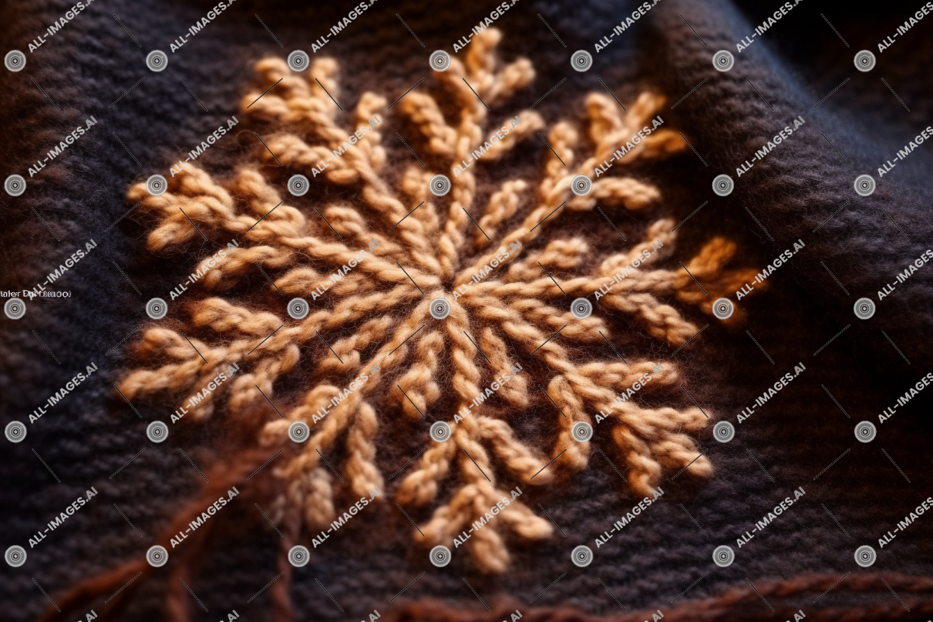 Detailed Knit Snowflake Pattern on Fabric,auto, tricot, point, flocon, needlework, tissu, fil, modèle, textile, fibre, neige, crocheter, de, vêtements