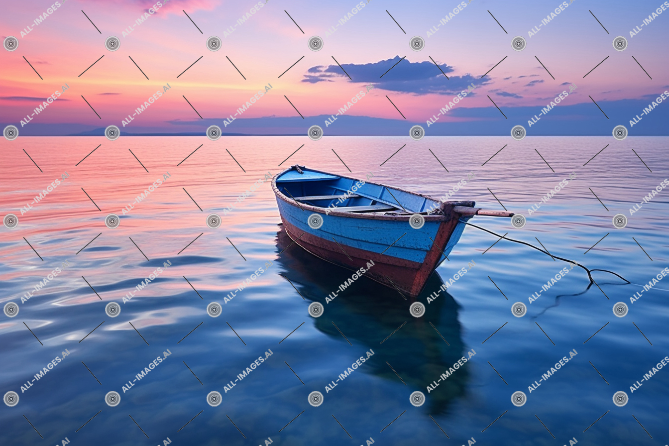 a boat in the water,outdoor, water, cloud, lake, transport, sunrise, watercraft, ship, vehicle, boating, landscape, calm, boats and boating--equipment and supplies, sunset, canoe, waterway, skiff, sea, beach, nature, reflection, rippling, beneath, sky, gently, sealevel, ocean, angle, boat, viewed, peacefully, low, twilight, small, wooden, floating