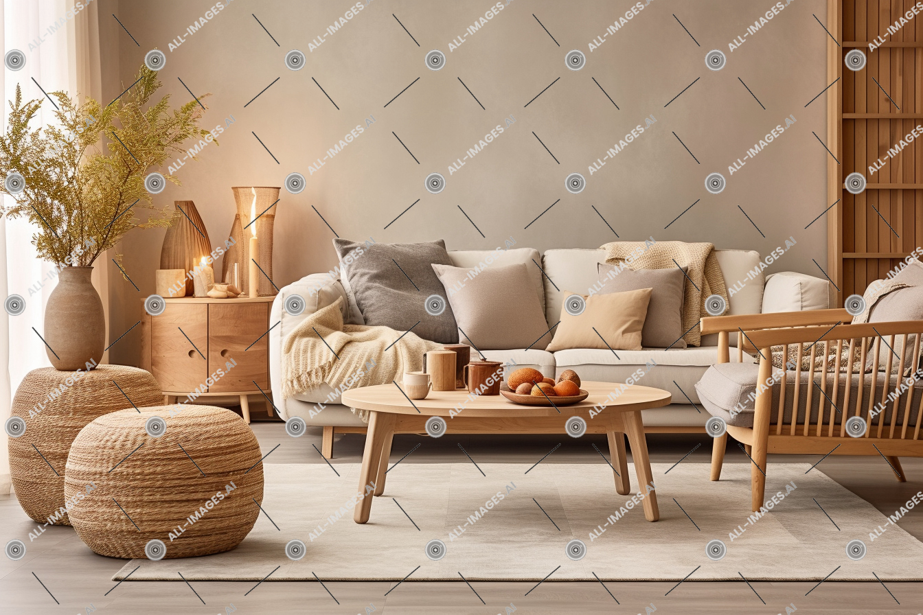 a living room with a couch and coffee table,den, braided, living room, sofa, plaid, wicker, beige, carpet, couch, pouffe, template, throw pillow, armchairs, studio couch, table, furniture, floor, ball, indoor, home, decor, armrest, coffee, wall, rowan, baldain, futon pad, rounded, interior, lounge, personal, loveseat, pillow, interior design, accessories, cushion, coffee table, sofa bed, room, shapes, wooden, design, vase