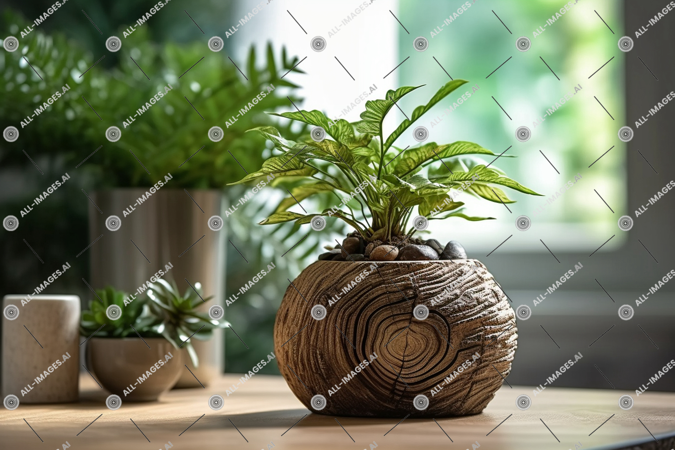 a potted plant on a table,ecological, environmentally, pot, decoration, table, highlighting, indoor, plant, images, houseplant, garden, window, friendly, herb, sustainable, practices, recycled, flowerpot, flower, materials, vase