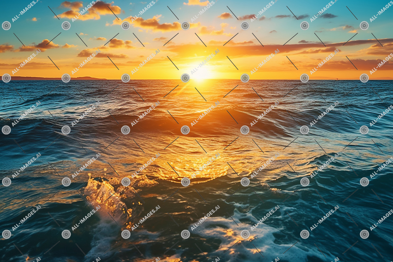 a sunset over the ocean,water, outdoor, cloud, sky, beach, horizon, sunset, calm, nature, wind wave, sunrise, tide, wave, sea, afterglow, body of water, landscape, setting, tranquil, sun, ocean, endless, angle, viewed, low, golden