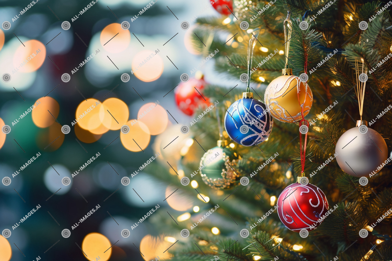 Festive Christmas Tree Decorations,pin de l'Oregon, ornement, coloré, Spruce du Colorado, ornement de vacances, décoration de Noël, pétillant, ornements, décoration de Noël, angle, visualisé, magnifiquement, décoré, lumière, faible, lumières, épicéa, arbre, la veille de Noël, Sapin de Noël, lumières de Noël, sapin baume, Noël
