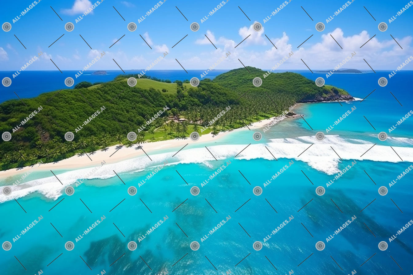 an aerial view of a beach with trees and blue water,sky, coastal and oceanic landforms, nature, island, cloud, outdoor, water, tropics, coast, aqua, beach, body of water, landscape, cay, bay, azure, bight, sea, lagoon, caribbean, shore, peninsula, headland, cape, archipelago, continental shelf, promontory, spit, water resources, atoll, ocean, blue, reef, summer