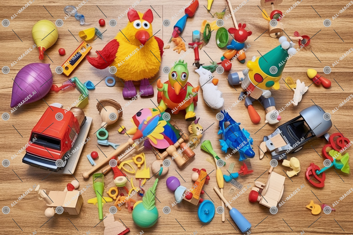 un gruppo di giocattoli su un tavolo,uovo, colorato, arance, suolo, interno, auto, giocatore, luce diurna, vaso, giocatore, schnoodle, giocattolo set di costruzioni, prominente