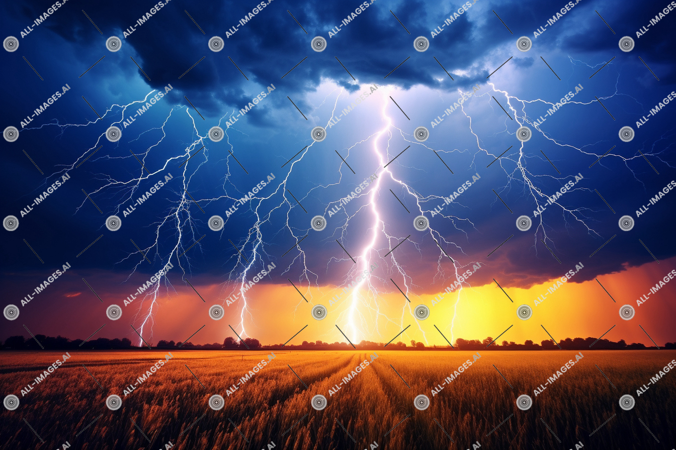 Dramatic Thunderstorm Over Wheat Field,clair, paysage, herbe, nuage, brillant, verrouiller, pendant, ciel, perspective, nature, foudre, sol, tonnerre, Extérieur, slashing, jagged, tempête, spectaculaire, nuit, orage, à travers