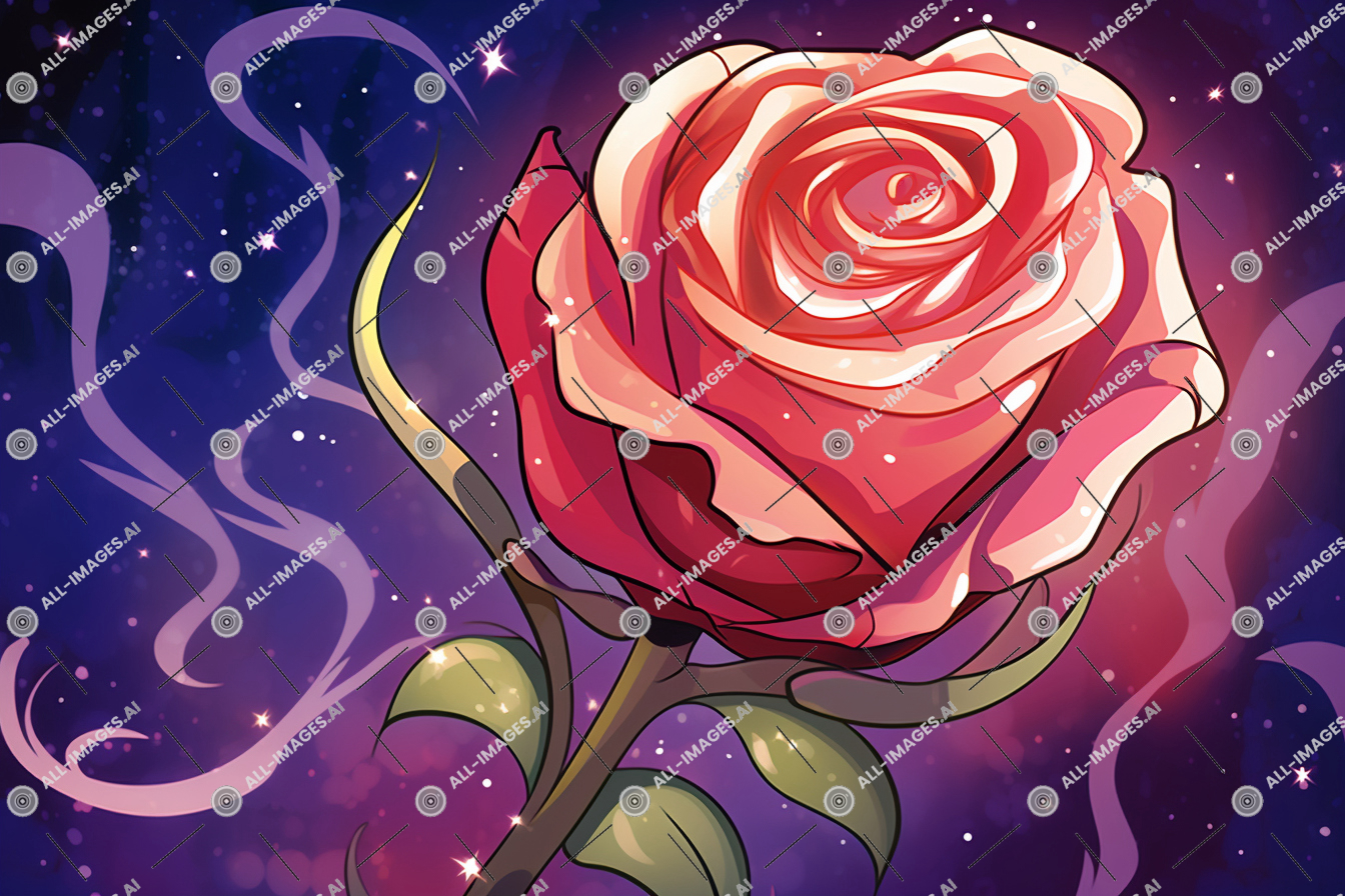 Enchanted Cosmic Rose,rose, clochette, lilas, rose, art, peinture, magenta, Rose de thé hybride, roses de jardin, fleur, serveurs, pétale