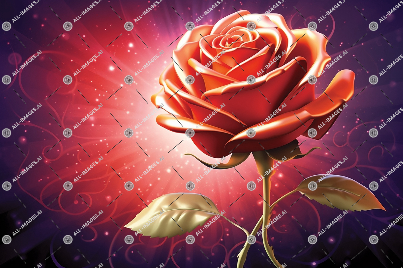 Vibrant Digital Art of a Rose,rose, clochette, usine, Rose de thé hybride, rouge, roses de jardin, fleur, floribunda, serveurs, pétale, pêche