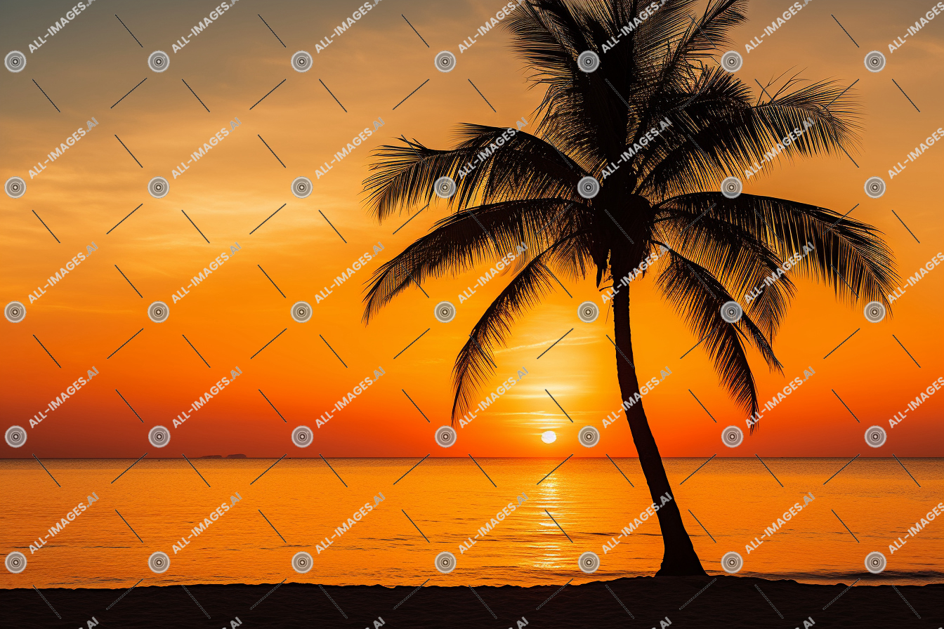 Tropical Sunset with Palm Tree,soleil, paysage, nuage, coucher, palmier, lever du soleil, plage, pêche, horizon, tropiques, ciel, calme, usine, soleil, océan, Extérieur, arbre, atecales, paume du désert, rémanence, Attalea Speciosa, eau, Roystonea, de, coucher de soleil, palmier, palmier dattier, Elaeis