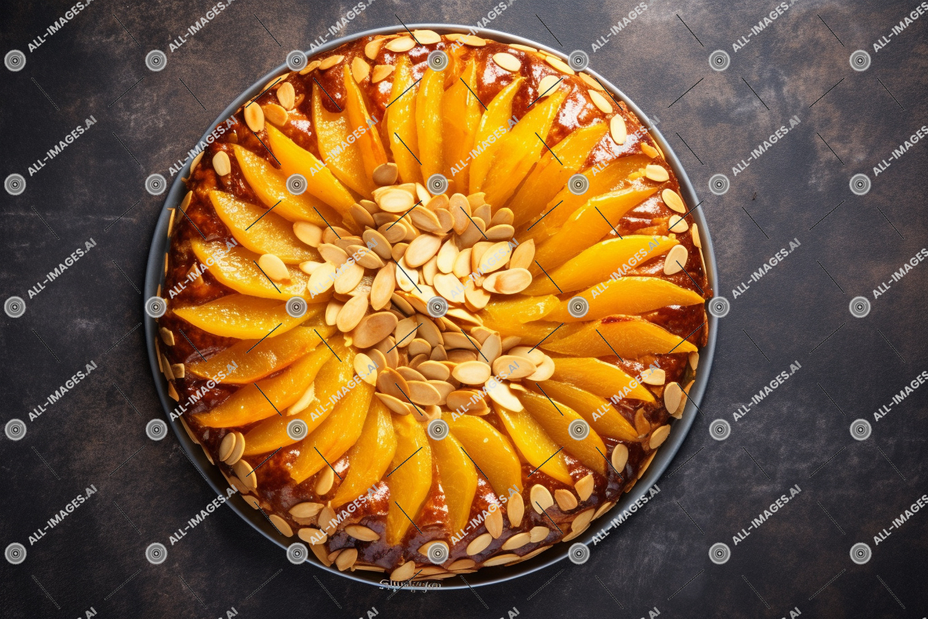 Peach Almond Cake on Dark Background,des, boisson, galette, tableau, intérieur, usine, fruit, banane, nourriture, jaune, ruissellement