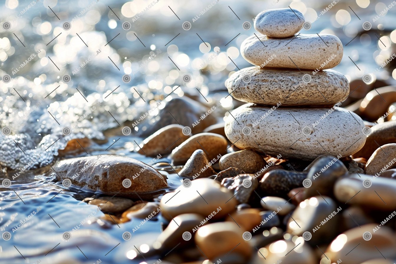 a stack of rocks on a beach,outdoor, pebble, nature, gravel, ground, water, beach, stone, rock, sea, landscape, relaxation