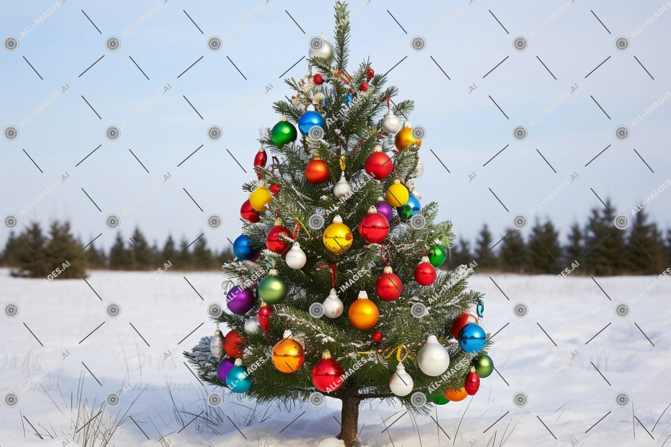 Decorated Christmas Tree in Snowy Landscape,lodgeepole fenyő, balzsam fenyő, sűrűn, karácsonyfa, tojás, halál, színes, rövid lucfenyő, díszítő, karácsonyi dísz, sapin, hmong, vibrafon, autó, felsőruházat, NEM, tojásdekoráció, bajnokság, török ​​angora, nagy kócsag, díszít, külső, havas, kisbolt, gyümölcsfa, függőleges, Lóhús, szalbum, szapssali, fehér fenyő, világítótestet, kanadai fenyő, földszint, csokornyakkendő, ünnepek