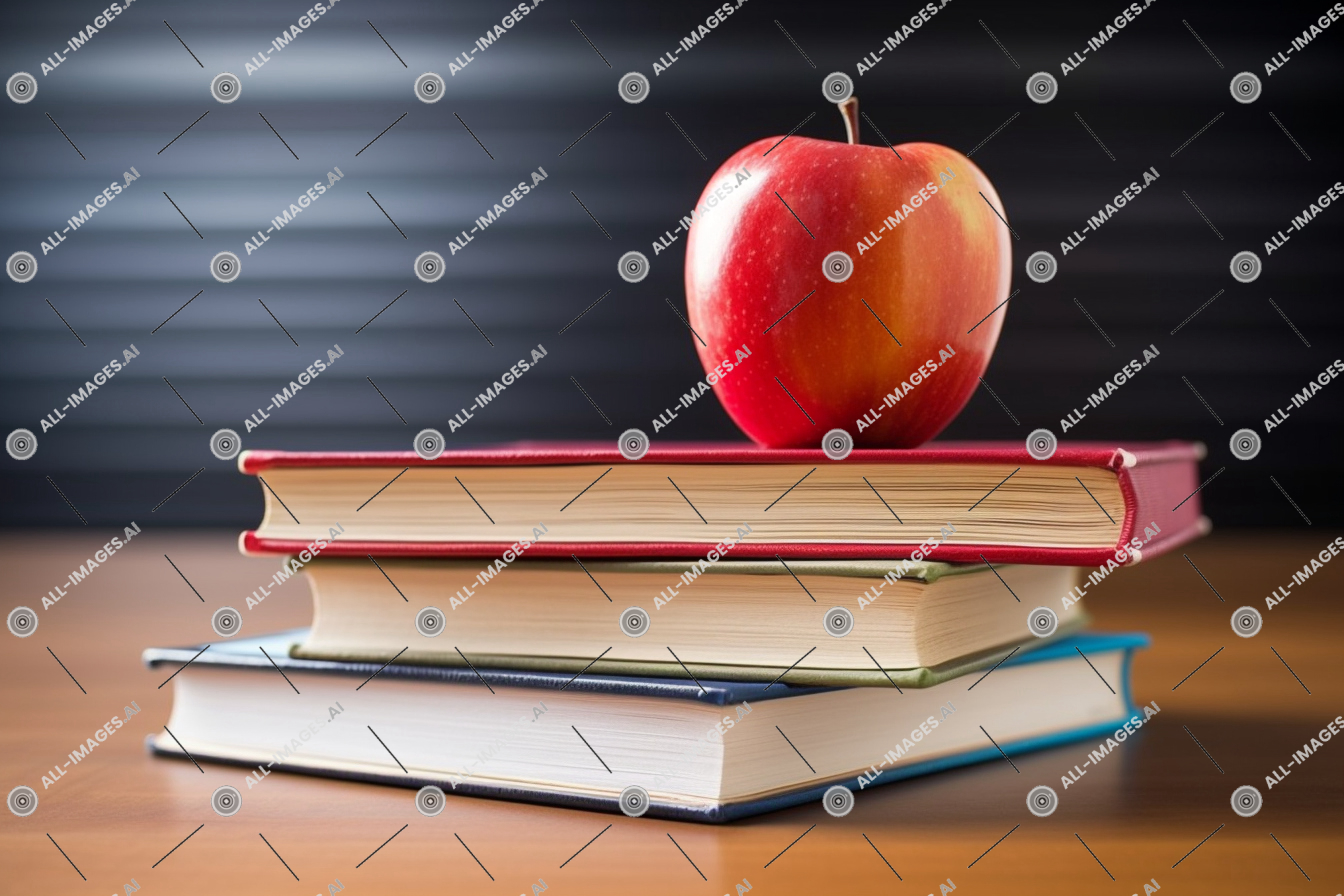 Apple on Books,livre, premier plan, dos, couverture rigide, œil, brillant, doux, aliments naturels, intérieur, fruit, se concentrer, bus, angle, rouge, arrière-plan, Photographie de nature morte, empiler, pomme, école, livres, niveau