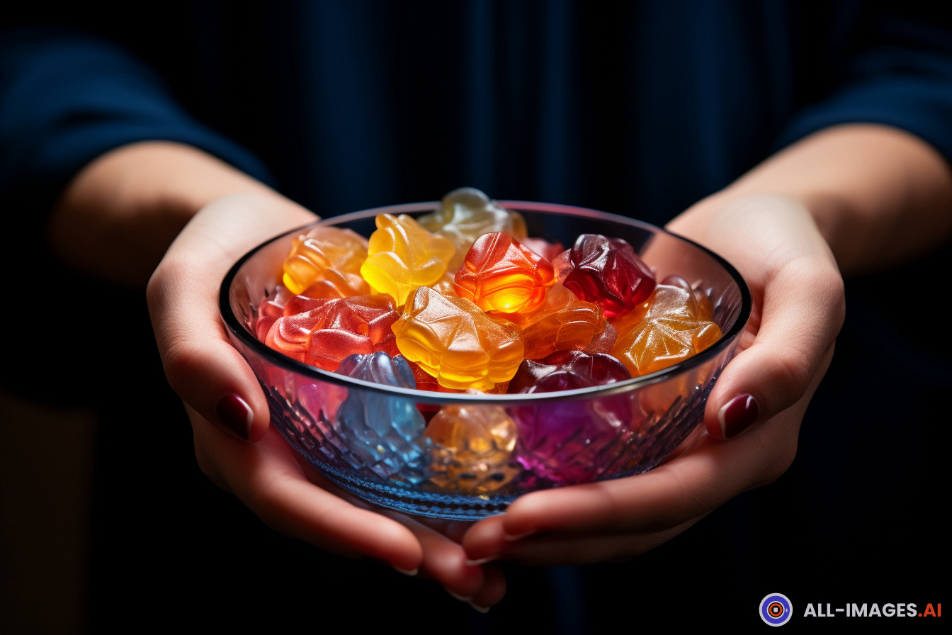 a bowl of colorful candy,person, food, fruit, indoor, gelatin, hand, orange, child, idea, festival, image, dark, ramadan, space, candies, greetings, candy, copying, holding, background, isolated, woman, banner, blue, bowl, concept
