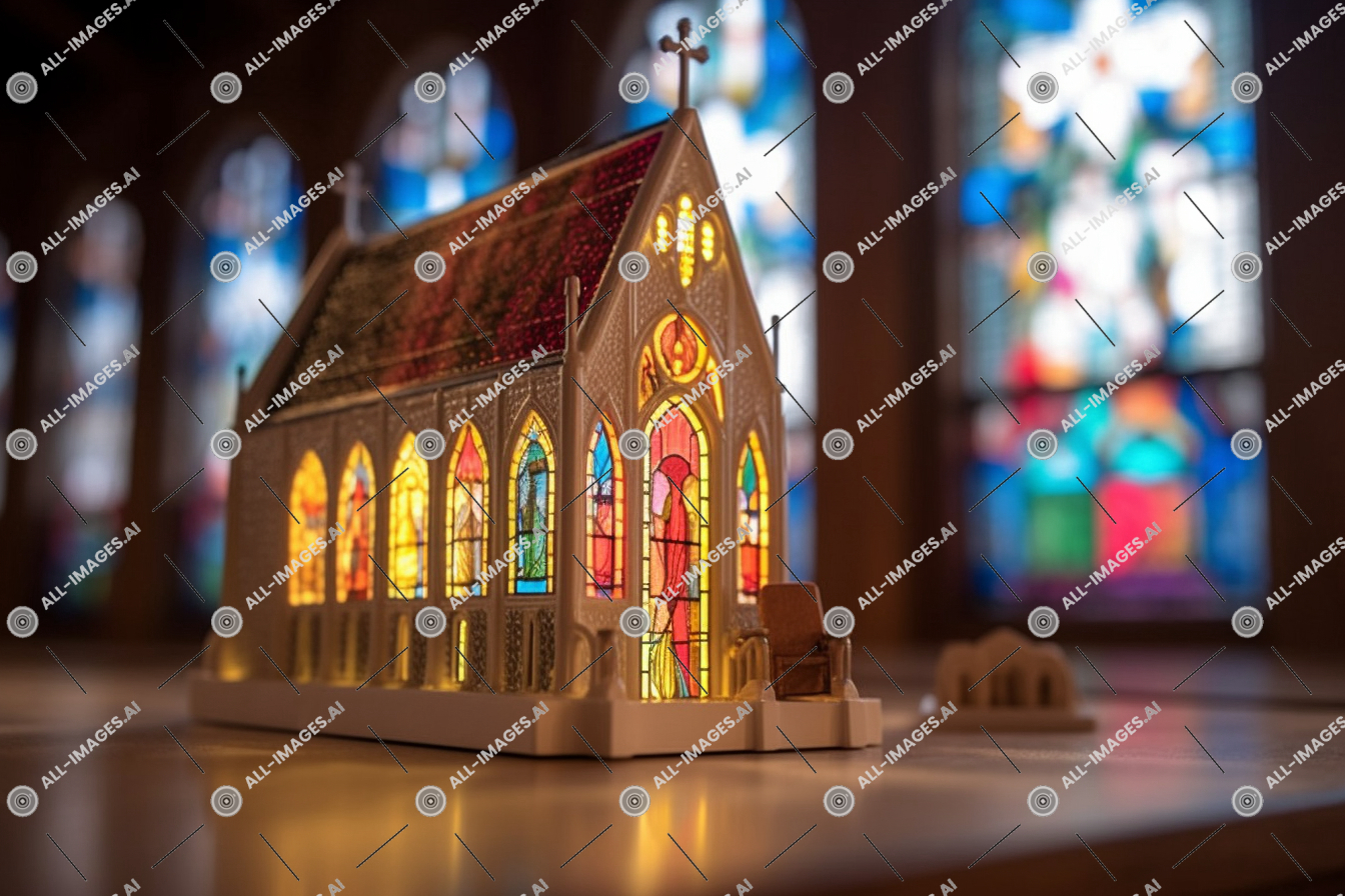 Une petite église avec des vitraux,coloré, coloré, intérieur, élégant, fenêtre, lumière, chapelle, verre, vitrail, église, lieu de culte, bâtiment, châteaux
