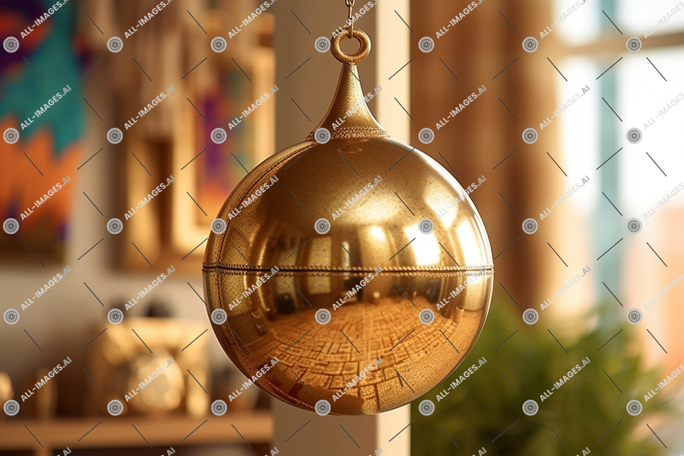 Une boule d'or d'un poteau,ornement, miroir, décoration, intérieur, encadré, mur, rond, décoratif, suspendu, arbre, Sapin de Noël, accessoires, doré, métal
