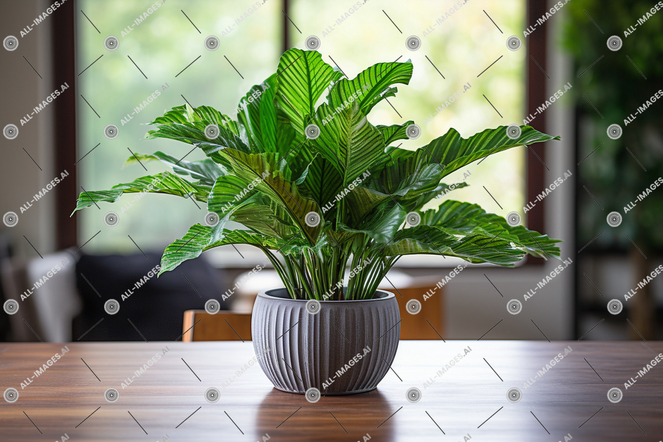Indoor Plant on Wooden Table,eye, table, bird's, indoor, plant, view, leaves, houseplant, window, sitting, herb, placed, green, lush, leaf, flowerpot, flower, shot, wooden, vase