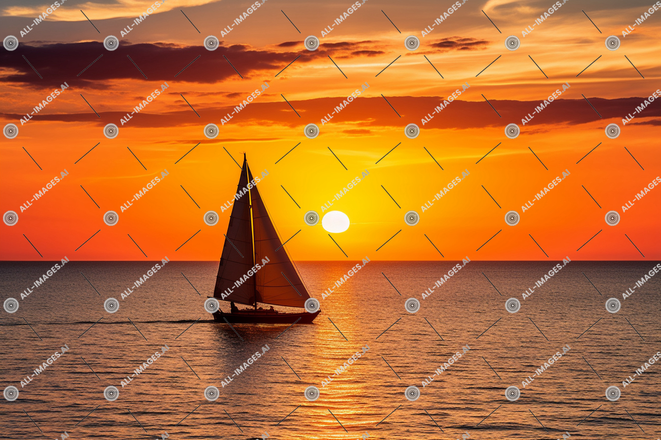 a sailboat on the water during sunset,transport, watercraft, outdoor, sailing vessel, sky, water, ship, sailboat, cloud, boat, mast, sail, sailing, vehicle, calm, sloop, boating, sunset, sea, sun, ocean, soleil, coucher, de