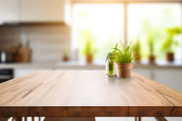 uma mesa com vasos de plantas