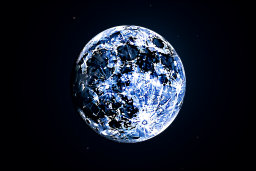 Une planète bleue avec des taches blanches