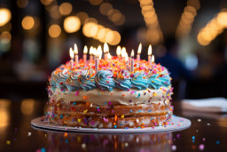 Una torta con candele accesi in cima