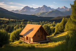 uma cabine nas montanhas