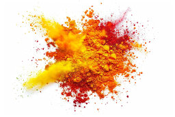 une explosion de poudre jaune et orange