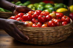 ein Korb mit Tomaten auf einem Haufen
