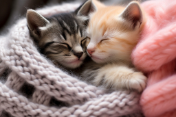 Deux chatons dormant dans une couverture