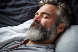a man with a beard sleeping