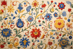 um desenho floral colorido num tecido