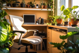 une pièce avec un ordinateur et des plantes