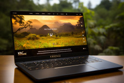 un ordinateur portable avec un paysage à l'écran