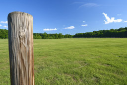 Wooden Post in a Green Field