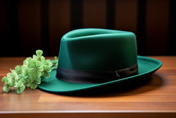Grüner Hut mit Kleeblättern
