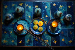 Ritual a la luz de las velas con azulejos estrellados