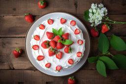 un gâteau avec des fraises sur le dessus