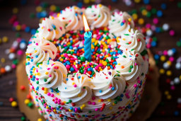Un gâteau d'anniversaire avec une bougie