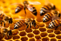 abeilles sur un nid d'abeille