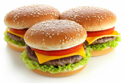 Classic Cheeseburgers on White Background