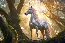Une statue de cheval dans une forêt