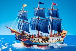 a toy ship with people on it