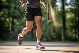 a man running with a flashlight