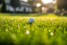 Uma bola de golfe na grama