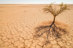 Lone Tree in Cracked Desert