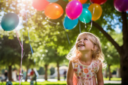 Child with Balloons in Sunny Park
