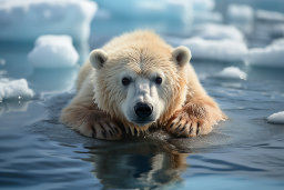 a polar bear in water